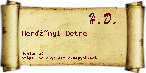 Herényi Detre névjegykártya